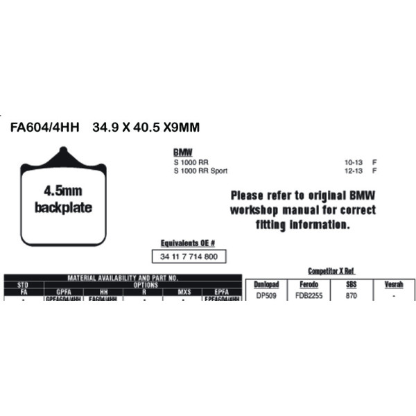 EBC EBC Brake Pads FA604/4HH